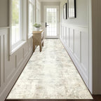 Capslpad 3x12 Beige Abstract Hallway Runner, Ultra Soft Fabric Washable Runner Rug, Non-Slip Rubber Backing, Stain Resistant Low Pile Runners for Hallways, Kitchen, Entryway, Bedroom - color: Beige, size: 3' x 12' (Runner)