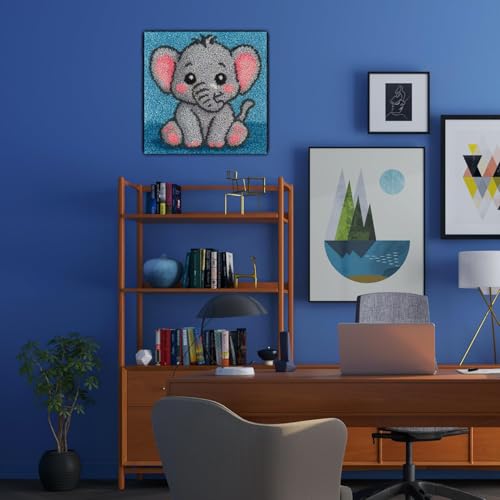 Latch Hook Kits for Kids Adults DIY Rug Tapestry Kits with Printed Canvas Embroidery Kits Festival Christmas Gifts Home Decoration (Elephants) - color: Elephants