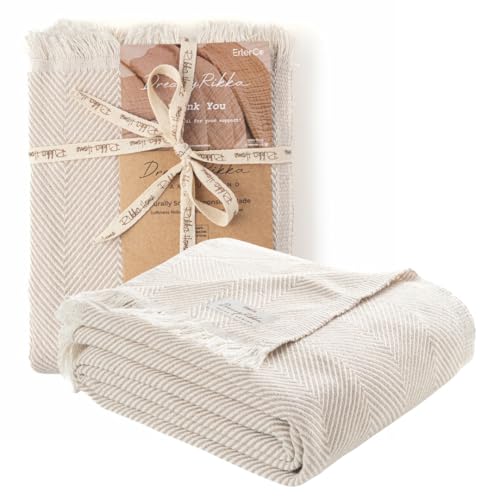 Bed Blanket, Queen Size (79 x 90 Inch), Cotton-Rich Blend, Soft Textured Woven Coverlet, Easycare, Lightweight & Breathable Bed Layering, All Season Bedding, Dove Beige - color: Dove Beige, size: Queen