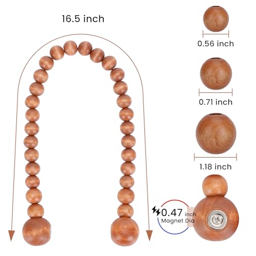 KLOGTSIND Magnetic Curtain Tiebacks, Curtain Tie Backs for Curtains 2 Pack, Wood Bead Curtain Tiebacks, Curtain Holders for Boho Bedroom Decor, Baby Nursery Decor, Farmhouse Decor - color: Brown