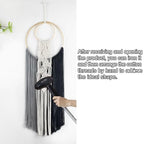 LB Black Macrame Wall Hanging, Handmade Woven Tapestry- Boho Dream Catchers Grey and Black Hanging Macrame Wall Art for Living Room Apartment Office Backdrop,10X30 Inch - color: Grey