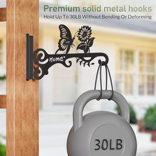 Metal Plant Hooks (2-Pack) - Decorative Wall Hangers with Butterfly Design for Indoor & Outdoor Use - Hanging Brackets for Plants, Flower Baskets, Bird Feeders, Lanterns - Patio, Garden, Home Decor - style: 2 Pcak Butterfly