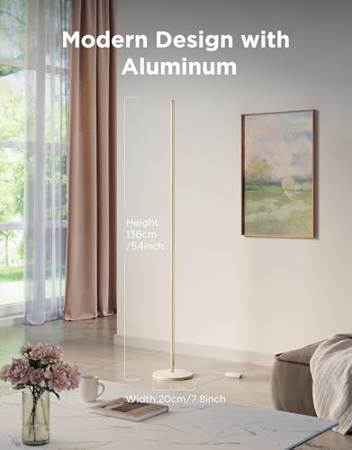 Govee RGBIC Floor Lamp Basic, 1000lm LED Corner Lamp Works with Alexa, 1000lm Modern Floor Lamp with Music Sync and 16 Million DIY Colors, Color Changing Standing Lamp for Bedroom Living Room - color: Champagne