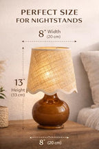 Benton Ceramic Table Lamp with Fabric Shade – 13" Bedside Accent Lamp for Bedroom, Living Room & Nightstand (Brown) - color: Brown