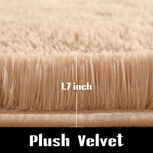 Jelymark Super Soft Shaggy Rug for Bedroom, 4x5.9 Fluffy Carpet for Living Room, Fuzzy Indoor Plush Area Rug for Home Decor, Furry Floor Rugs for Dorm, Cute Kids Nursery Rug for Girls, Beige - color: Beige, size: 4' x 6' (Rectangular)