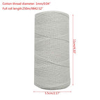 2 Roll 1mm White Pure Cotton Warp Thread Yarn for Weaving Carpet Tapestry Rug Knitting