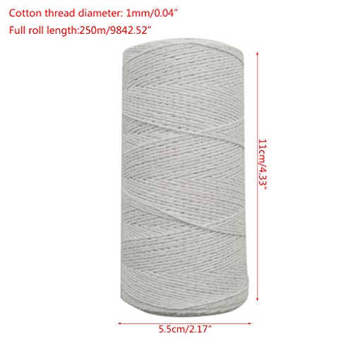 2 Roll 1mm White Pure Cotton Warp Thread Yarn for Weaving Carpet Tapestry Rug Knitting