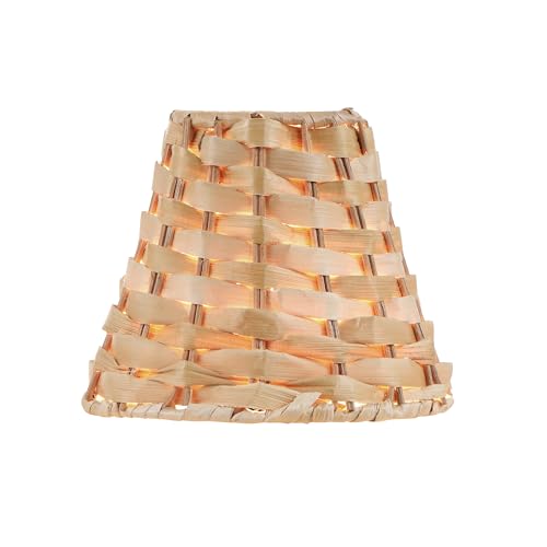 Aspen Creative 51001 Empire Clip On Chandelier Natural Banana Leaf Lamp Shade, 3" Top x 6" Bottom x 4-3/4" Slant Height - color: Banana Leaf