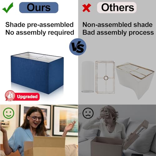Lynnoland 21" Set of 2 Table lamp with USB A+C & AC Outlets, Touch Control 3-Way Dimmable Nightstand Lamps for Bedroom Living Room Office Reading, Blue Shade Touch Lamps, 5000K LED Bulbs Included - color: (2 Pack)Blue Line & Brushed Nickel (Base)-5000K Bu