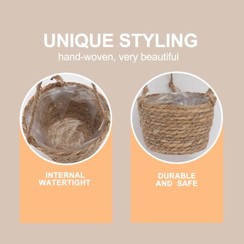 BESPORTBLE Natural Rope Hanging Plant Container Multi-Purpose Woven Flower Basket for Indoor Outdoor Use Practical Boho Style Planter for Garden Porch Home Office Decoration