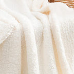 Ultra Soft Fleece Sherpa Blanket Queen Size, Lightweight Cozy Pattern Reversible Bed Blanket for All Season, Antique White, 90”x90” - color: Antique White, size: Queen-90" x 90"