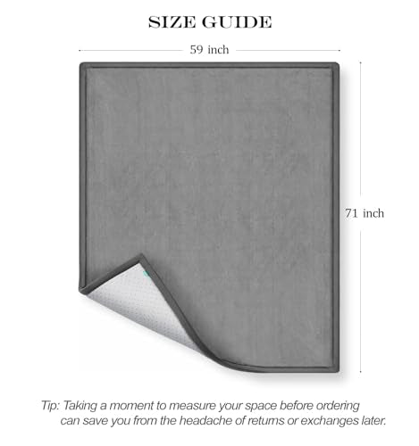 AEOCOO Baby Play Mat for Floor Cushion, 59x71x1.3 Thick Memory Foam Tummy Time Mat, CloudSoft Velvet Non Slip, Toddlers Baby Kids Extra Large Nursery Rug for Crawling, Living Room, Tatami Style, Grey - color: Grey, size: 59 x 71 x 1.3 Inch