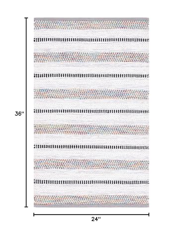 SAFAVIEH Montauk Collection Accent Rug - 2' x 3', Grey & Ivory, Flat Weave Farmhouse Boho Stripe Cotton Design, Easy Care, Ideal for High Traffic Areas in Entryway, Living Room, Bedroom (MTK702F) - color: Grey/Ivory, size: 2' x 3' (Rectangular)