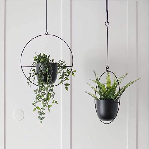 Hanging Planter for Indoor Outdoor Plants Metal Mid Century Minimalist Wall Ceiling Plant Hanger, Hanging Flower Pot Basket Holder for Home Office Décor(Black) - color: Black, size: 1PC