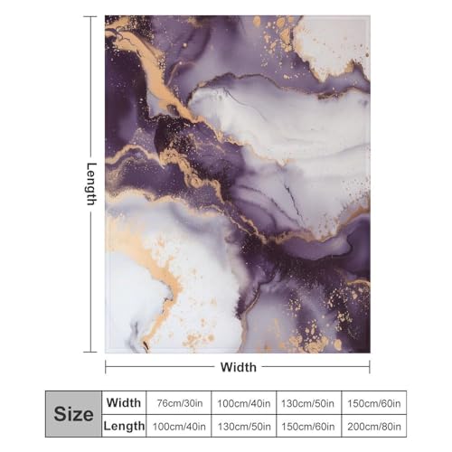Modern Marble Blanket, Abstract Luxury Baroque Golden Purple White Stone Veins Pattern Soft Warm Cozy Plush Flannel Covers for Livingroom Bedroom Couch Chair Camping Travel Home Decor Tapestry 30x40in - color: Abstract-22, size: 30W" x 40L"