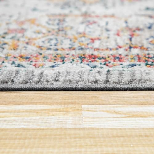 Paco Home Vintage Rug Oriental Design with Ornaments and Border in Faded Multicolor, Size: 2'8" x 4'11" - color: Multi Color, size: 2'8" x 4'11" (Rectangular)