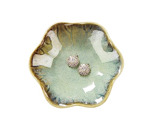 2PCS Ring Holder Dish, Small Key Bowl, Ceramic Trinket Tray Jewelry Dish Organizing Necklace Earrings for Mom Friend Sister, All Jewelries Are NOT Included. Light Green+Crystal Green.… - color: Light Green+Crystal Green