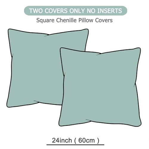 GAWAMAY Decorative Throw Pillow Covers 24x24 Inch Set of 2 for Living Room Couch Bed Sofa, Farmhouse Square Cushion Cover Soft Striped Corduroy Pillow Cases Boho Accent Home Decor (60x60cm) Aqua Blue - color: Aqua Blue, size: 24" x 24" (Pack of 2)