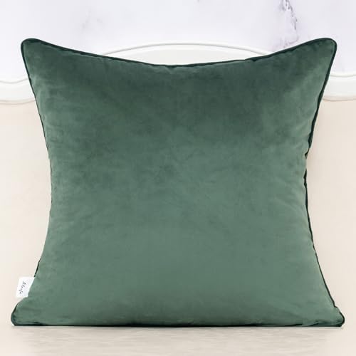 Alerfa Boho Green Floral Throw Pillow Cover 20x20 Inch Cut Velvet Sqaure Luxury Embroidered Decorative Pillow Cover for Couch Living Room Bedroom - color: Green, size: 20" x 20" (Pack of 1)