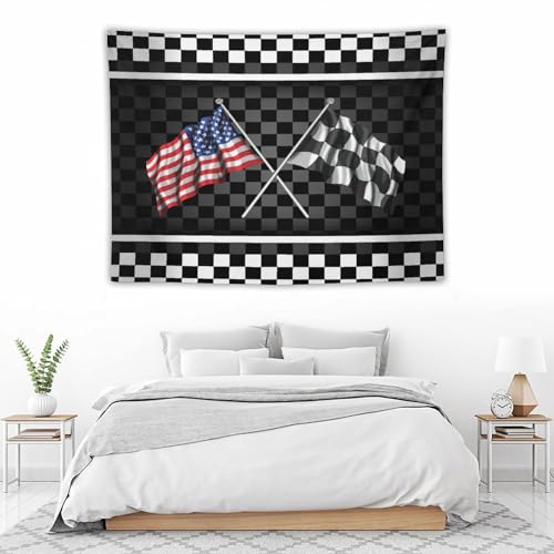 Kurtect American Flag Tapestry,Racing Car Black White Checkered Flag Abstract Sports Geometric Tapestries for Party Beach Picnic Blankets Tablecloths Living Room Wall Deocr, 30x40 in - color: style-7, size: 40"L x 30"W