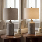 Signature Design by Ashley Linus Modern 25" Ceramic Table Lamp, Natural Stone Finish - color: Antique black