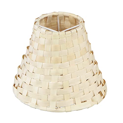 Aspen Creative 51002 Empire Clip On Chandelier Natural Palm Leaf Lamp Shade, 3" Top x 6" Bottom x 4-3/4" Slant Height - color: Palm Leaf