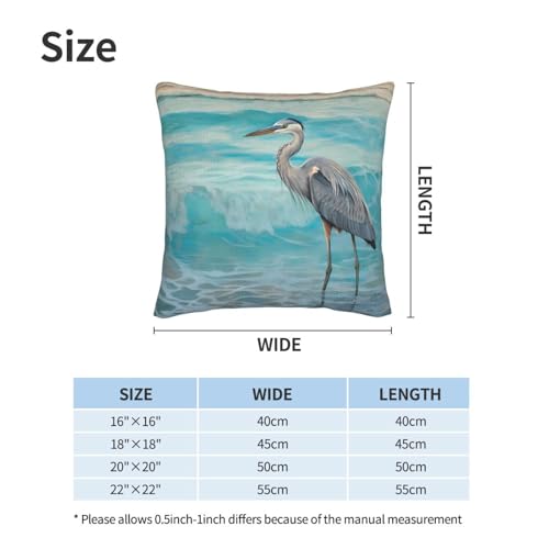 Grey Heron Turquoise Waves Throw Pillow Covers 18 X 18 Inch Set of 2 Pillow Cases Decoration Cushion Cover for Sofa Bedroom Living Room Outdoor - color: Grey Heron Turquoise Waves