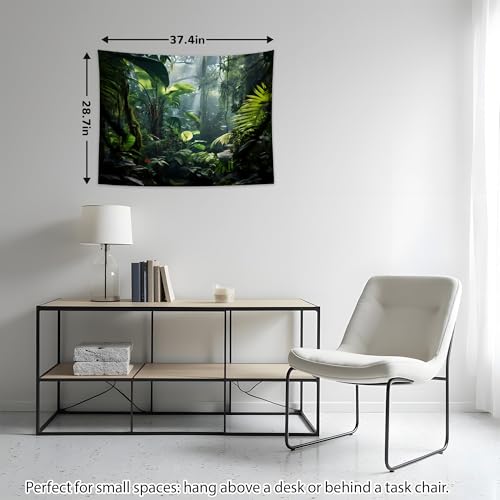 QGHOT Jungle Tapestry Wall Hanging Tropical Rainforest Backdrop Green Palm Leaves Tapestry Extra Large Forest Wall Art for Bedroom Living Room Office Decor, 37x29 inch - size: 28.7"L x 37.4"W