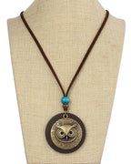 Leather Necklace for Women Long Boho Pendant Hippie Choker Necklace Bohemian Layered Leather Rope Wooden Jewelry Gifts - style: Chunky Pendant Necklace