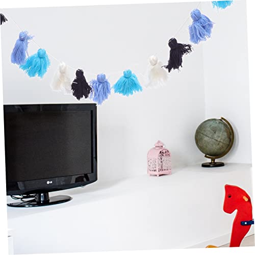 Boho Fringed Tapestry Modern Living Room Decor Hand-Woven Wall Hanging Ornament Tassel Decor for Boys and Girls Room - color: Blue