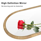 Arched Full Length Mirror, 63''x20'' Floor Mirror, Rattan Frame Full Body Mirror for Home Bedroom Checkroom Livingroom Boho Decor (Natural Rattan)