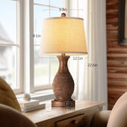 PARTPHONER Table Lamps Set of 2, Bedside Touch Lamp with USB C+A Charging Ports, Side Table Lamp with Linen Fabric Shade (LED Bulbs Included), Wood - size: Wood 22.6" Touch Lamp