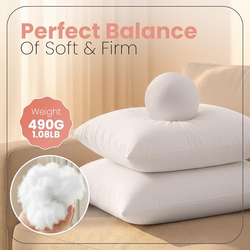 Utopia Bedding 17x17 Pillow Inserts, Set of 2, White – Indoor Decorative Throw Pillows for Bed, Sofa & Couch – Soft, Supportive & Fluffy Cushion Inserts - color: White, size: 17x17 Inch