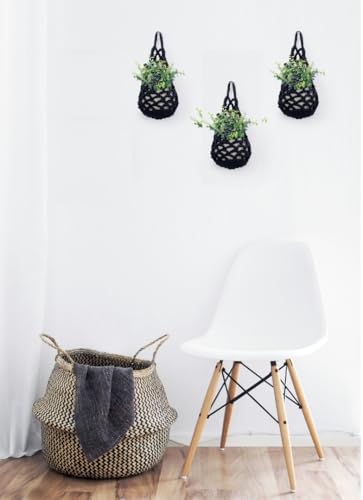 3 Packs Hanging Planters for Indoor Plants up to 4 in., Wall Plant Holder | Plant Hanger Indoor, Wall Planters for Indoor Plants, Hanging Plant (3PK, for 4 inch Pot) - color: Black X 3pc