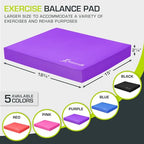 ProsourceFit Exercise Balance Pad, Non-Slip Cushioned Foam Mat & Knee Pad for Fitness and Stability Training, Yoga, Physical Therapy - color: Purple, size: XL - (18.75" x 15")