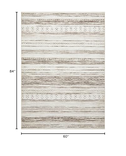 Tortania Area Rug Living Room Rugs - 5x7 Washable Large Soft Neutral Boho Moroccan Bohemian Farmhouse Rug Indoor Floor Carpet for Bedroom Under Dining Table Home Office Decor - Cream Brown - color: Cream/Brown, size: 5' x 7' (Rectangular)