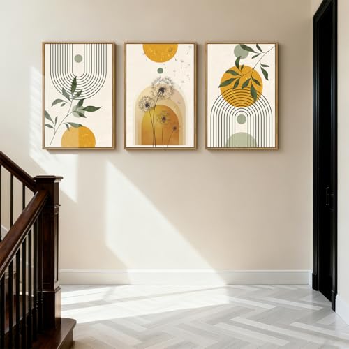 ANHUIB Boho Minimalist Canvas Wall Art 16x24 Inch Dandelion Plant Wall Decor Modern Geometric Artwork Abstract Line Botanical Painting Set if 3 for Living Room Bedroom Dining Room - color: Boho Botanical, size: 24"L x 16"W