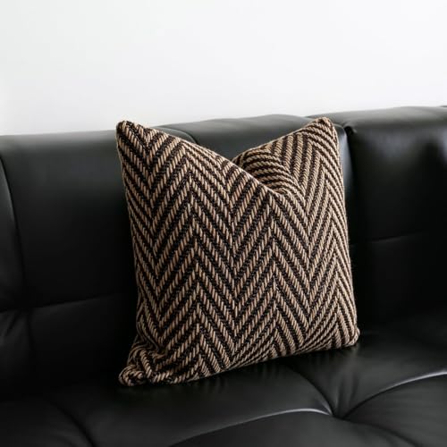 vctops Boho Throw Pillow Cover Brown and Black Knitted Woven Pillow Cushion Cover Arrow Knit Decoration Square Pillowcase for Sofa Couch Bedroom Living Room (Brown,18"x18") - color: Brown, size: 18" x 18" (Pack of 1)