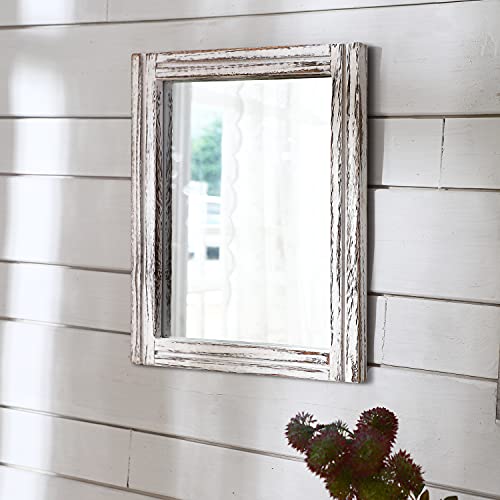 AAZZKANG Rustic Wall Mirror Rectangle Wood Framed Mirrors Large 20"x16" Decorative for Bedroom Bathroom Living Room Farmhouse Home Entryway Hanging White - color: A-rustic White, size: 20"L x 16"W
