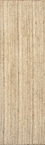 nuLOOM 2x6 Rigo Jute Hand Woven Area Rug, Natural, Solid Farmhouse Design, Natural Fiber, For Bedroom, Living Room, Dining Room, Hallway, Office, Kitchen, Entryway - color: Natural, size: 2'6" x 6' (Rectangular)
