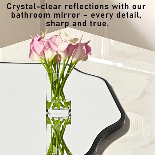 Black Bathroom Mirror Over Sink 24x36 Inch, Wall Mounted Modern Rectangle Vanity Mirrors with Tempered Glass for Bedroom Living Room or Entryway, Vertical/Horizontal Hanging - color: Black C, size: 36"L x 24"W