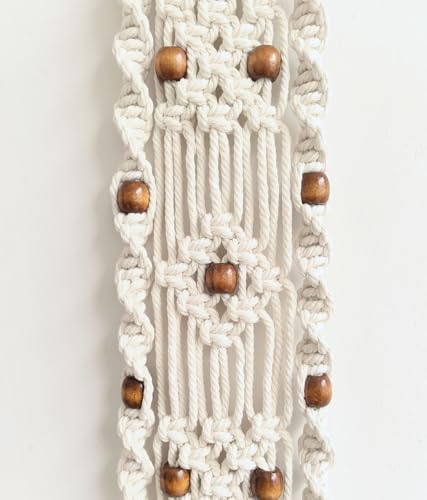 Moosira Equestrian Macrame Wall Hanging, Horseshoes Macrame Wall Hanging, Macrame Horseshoes, Equestrian Wall Art, Boho Western Decor, Boho Wall Decor Tapestry, Unique Horse Lover Gift for Cowgirl Room, Nursery, Farmhouse (Light Brown Bead) - color: Light