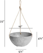Root & Vessel Self Watering Hanging Planter for Indoor or Outdoor Plants, Unique Marbled Hanging Basket Made of Eco-Friendly Blend of Stone & Plastic, Gray, 10"