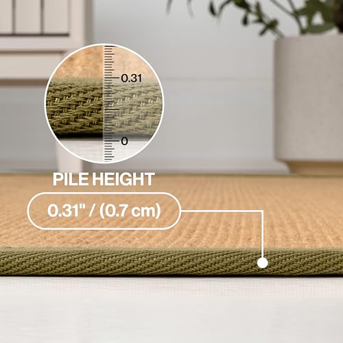 JONATHAN Y Border Jute Indoor Area Rug Natural/Olive 3X5 ft, Camden Farmhouse Cottage for Living Room, Bedroom, Kitchen, Office, Easy-Cleaning, High Traffic, Pet-Friendly, Non-Shedding KTN100E-3 - color: Natural/Olive, size: 3' x 5' (Rectangular)