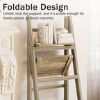 Ladder Shelves - Folding Wooden Ladder Bookshelf, 4-Tier Retro Plant Stand Storage Shelves for Home Living Room, Light Brown - color: Light Brown
