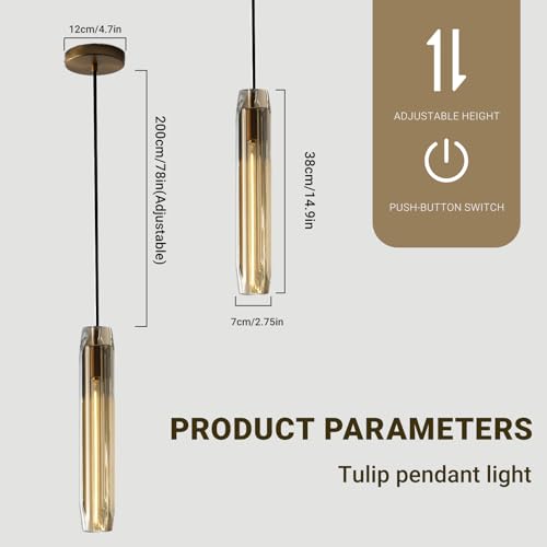 Pendant Lights Kitchen Island Pendant Lights Pendant Light fixtures Kitchen Pendant Light pendent Light 15" Amber Crystal lampshade Island Pendant Lights for Kitchen - color: Amber,Copper color