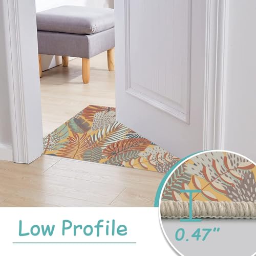 Modern Area Rug, 1.5 x 2.5ft Washable Accent Floral Rug, Non-Slip Flower Leaf Carpet, Non-Shedding Colorful Rug with Low Pile for Living Room, Bedroom, Dining, Office - color: Muted Olive and Terra Cotta, size: 1.5 x 2.5ft / 18 x 30in / 45 x 75cm