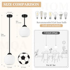 MQMQA 2 Pack Globe Pendant Lights, Mid Century Matte Black Pendant Light Fixtures, Globe Pendant Lights Kitchen Island with Milk Glass Shade Hanging Fixture for Dining Room (Bulbs not Included) - color: Matte Black + Milky White Glass 2 Pack