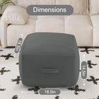 MeMoreCool Square Stuffed Pouf Ottoman Foot Rest, Floor Pouf Foot Stool with Foam Chunk Filling, Soft Stuffed Ottoman Footrest for Living Room, Dark Grey - color: Striped Dark Grey