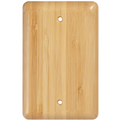 Bamboo Wood Blank Wall Plate Conceal Unused Ports, Decorative Cover - color: Bamboo, size: Blank Wall Plate